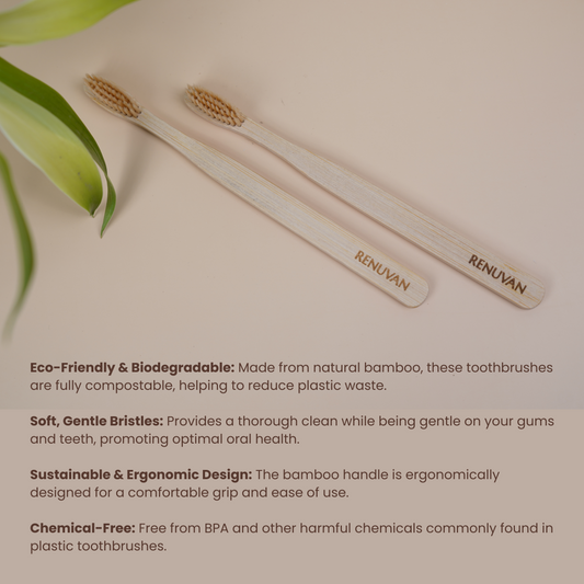 Renuvan Organic Bamboo Toothbrush - Pack of 3